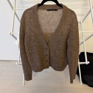 Jenni Kayne Brown V-Neck Button-Front Cardigan
